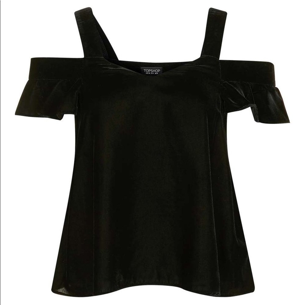 Topshop Velvet Off the Shoulder Top